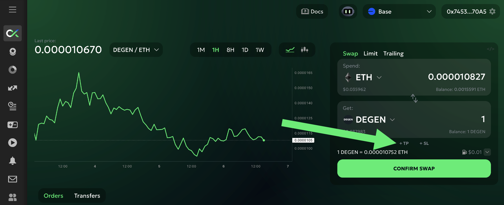 How to add Take Profit order on Uniswap DEX
